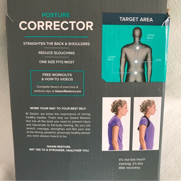 GAIAM Restore Posture Corrector Black Adjustable Clasps and Velcro NWT NIB - Picture 4 of 11
